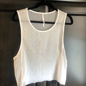 Lolé sheer muscle tank cropped by me, raw edge